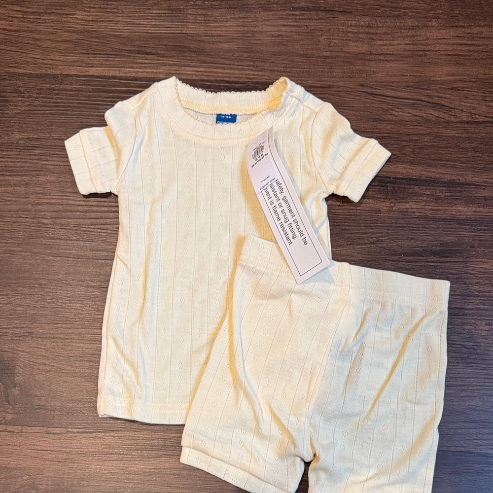 Baby Ribbed Short Sleeve Top & Shorts Set - Cream
